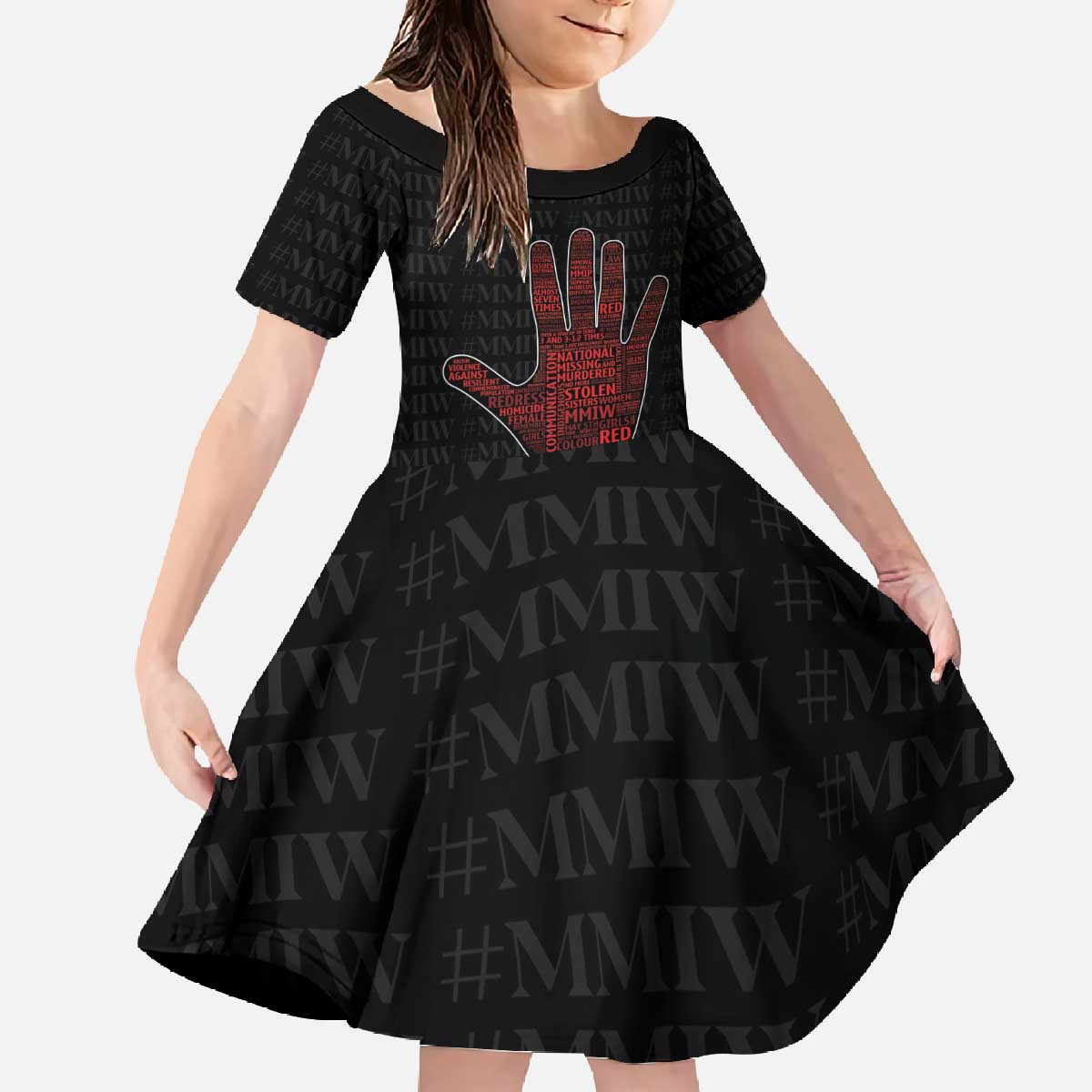 MMIW Awareness Day Family Matching Off The Shoulder Long Sleeve Dress and Hawaiian Shirt No More Stolen Sisters