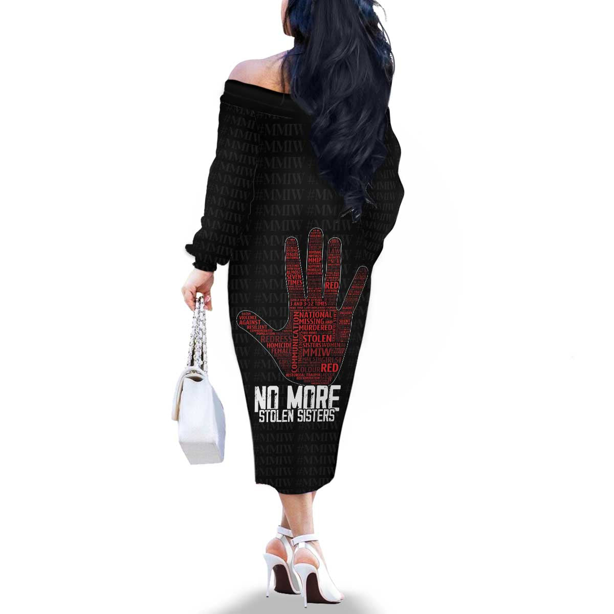 MMIW Awareness Day Family Matching Off The Shoulder Long Sleeve Dress and Hawaiian Shirt No More Stolen Sisters