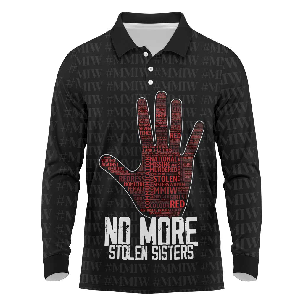 MMIW Awareness Day Long Sleeve Polo Shirt No More Stolen Sisters