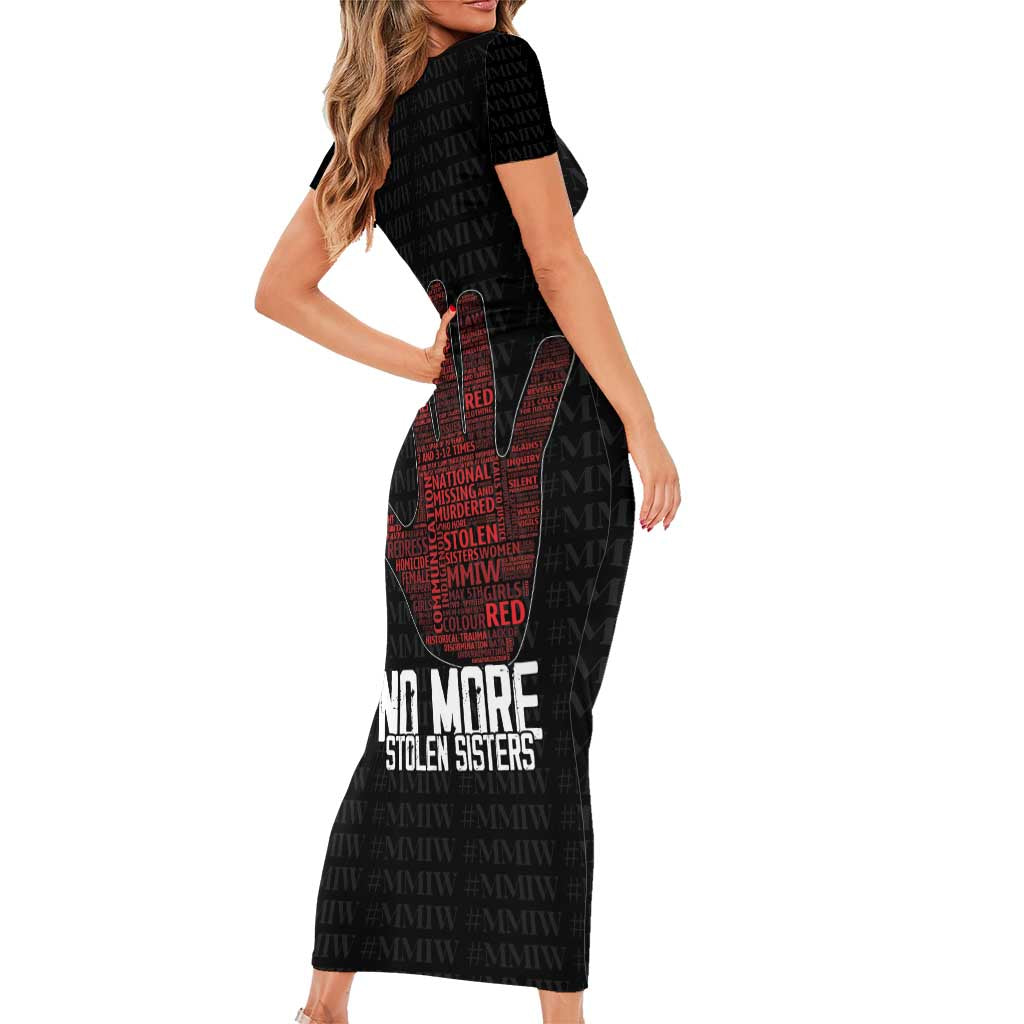 MMIW Awareness Day Short Sleeve Bodycon Dress No More Stolen Sisters
