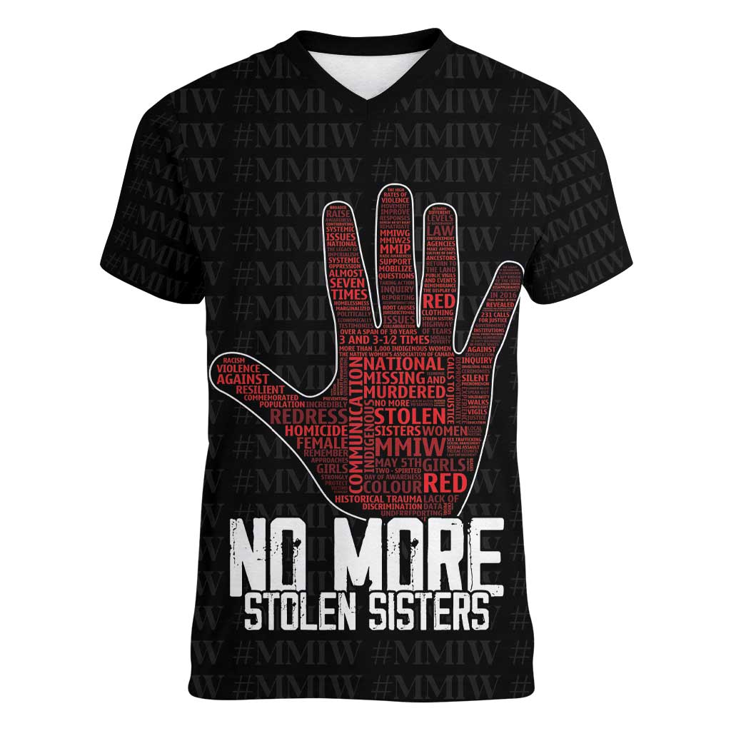MMIW Awareness Day Women V-Neck T-Shirt No More Stolen Sisters