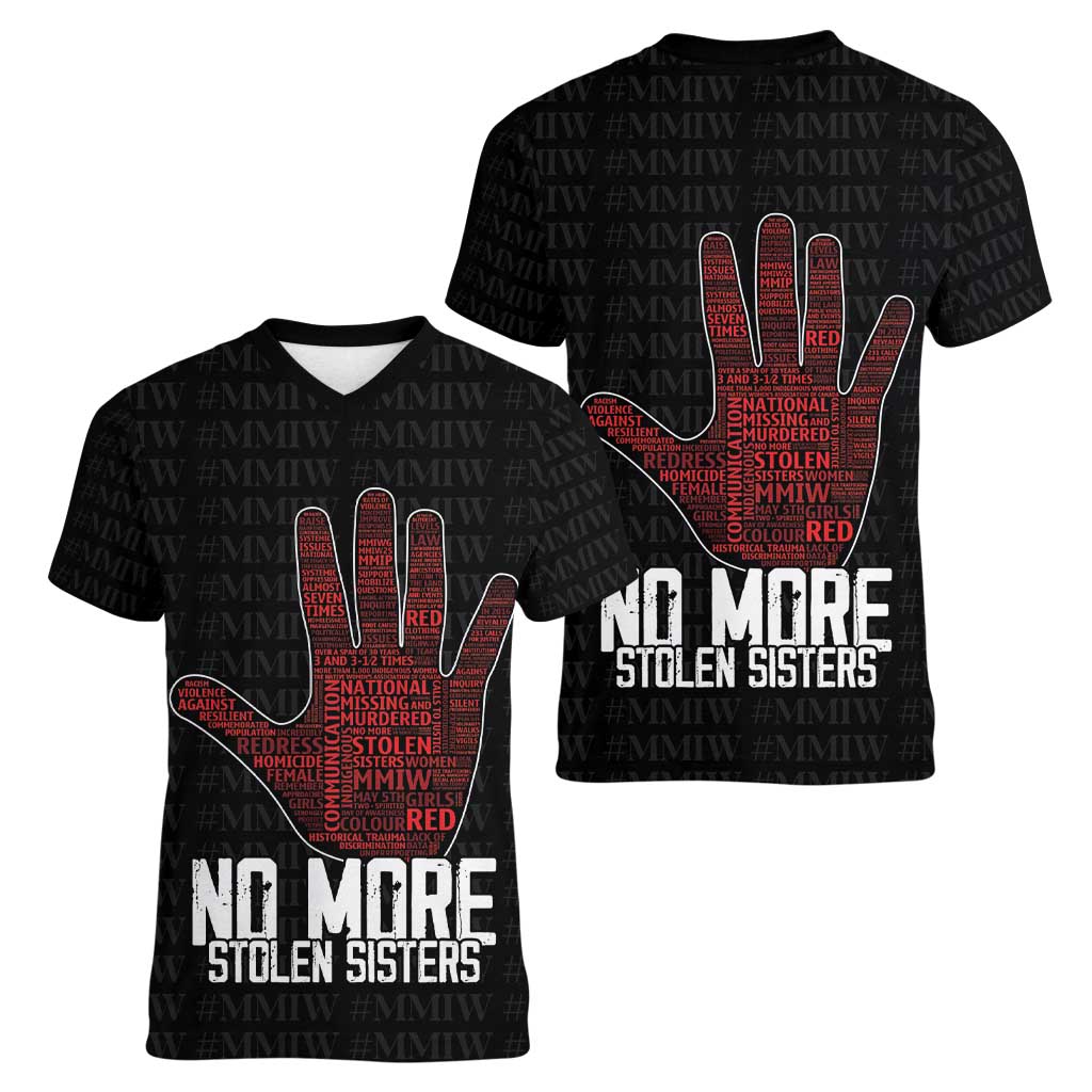 MMIW Awareness Day Women V-Neck T-Shirt No More Stolen Sisters