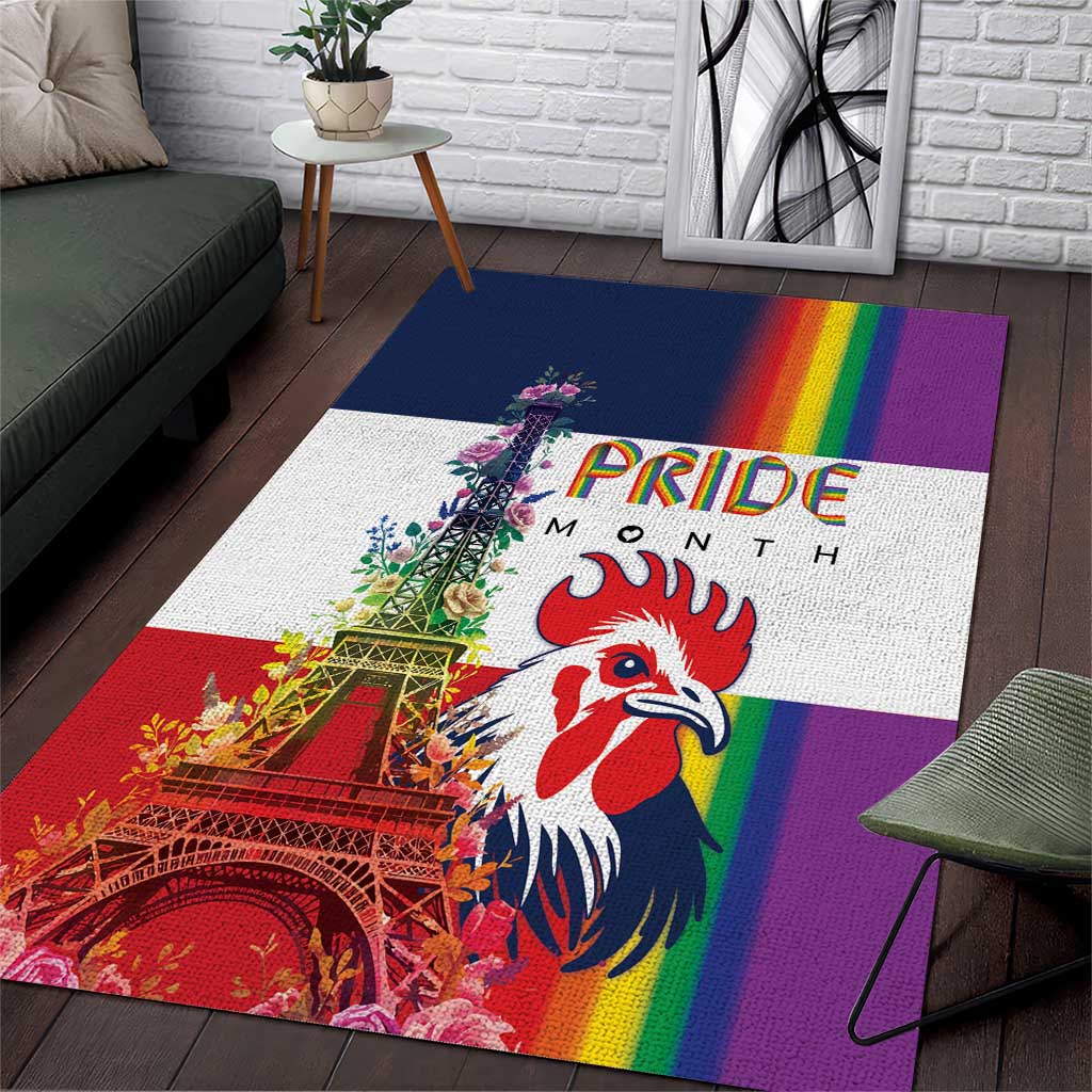 LGBTQ Pride Month Gay Area Rug Eiffel Tower Paris Rainbow Flag