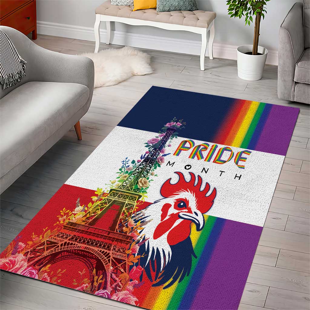 LGBTQ Pride Month Gay Area Rug Eiffel Tower Paris Rainbow Flag