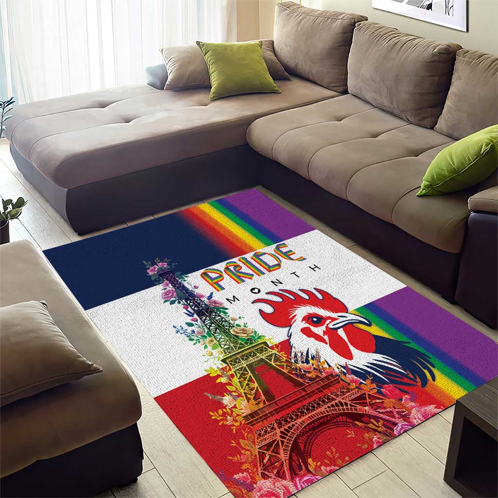 LGBTQ Pride Month Gay Area Rug Eiffel Tower Paris Rainbow Flag