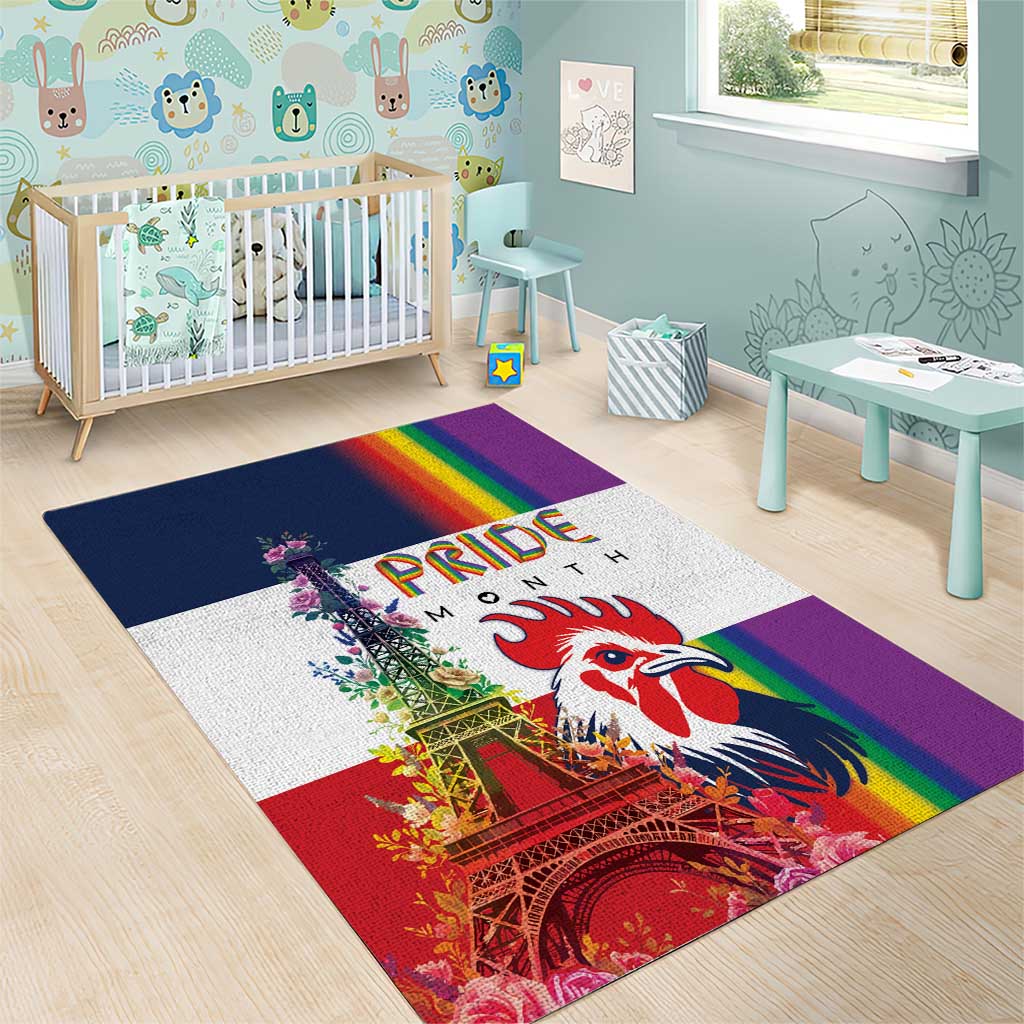 LGBTQ Pride Month Gay Area Rug Eiffel Tower Paris Rainbow Flag