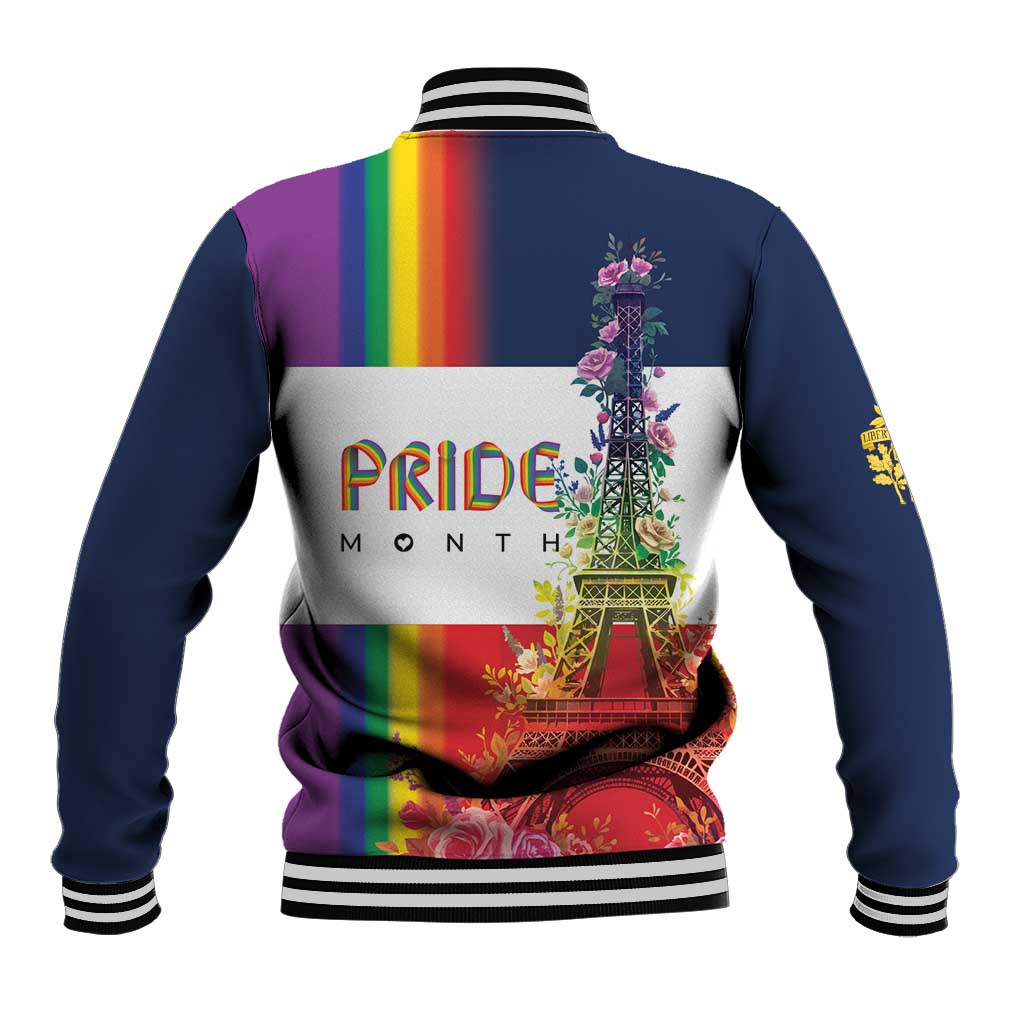 LGBTQ Pride Month Gay Baseball Jacket Eiffel Tower Paris Rainbow Flag