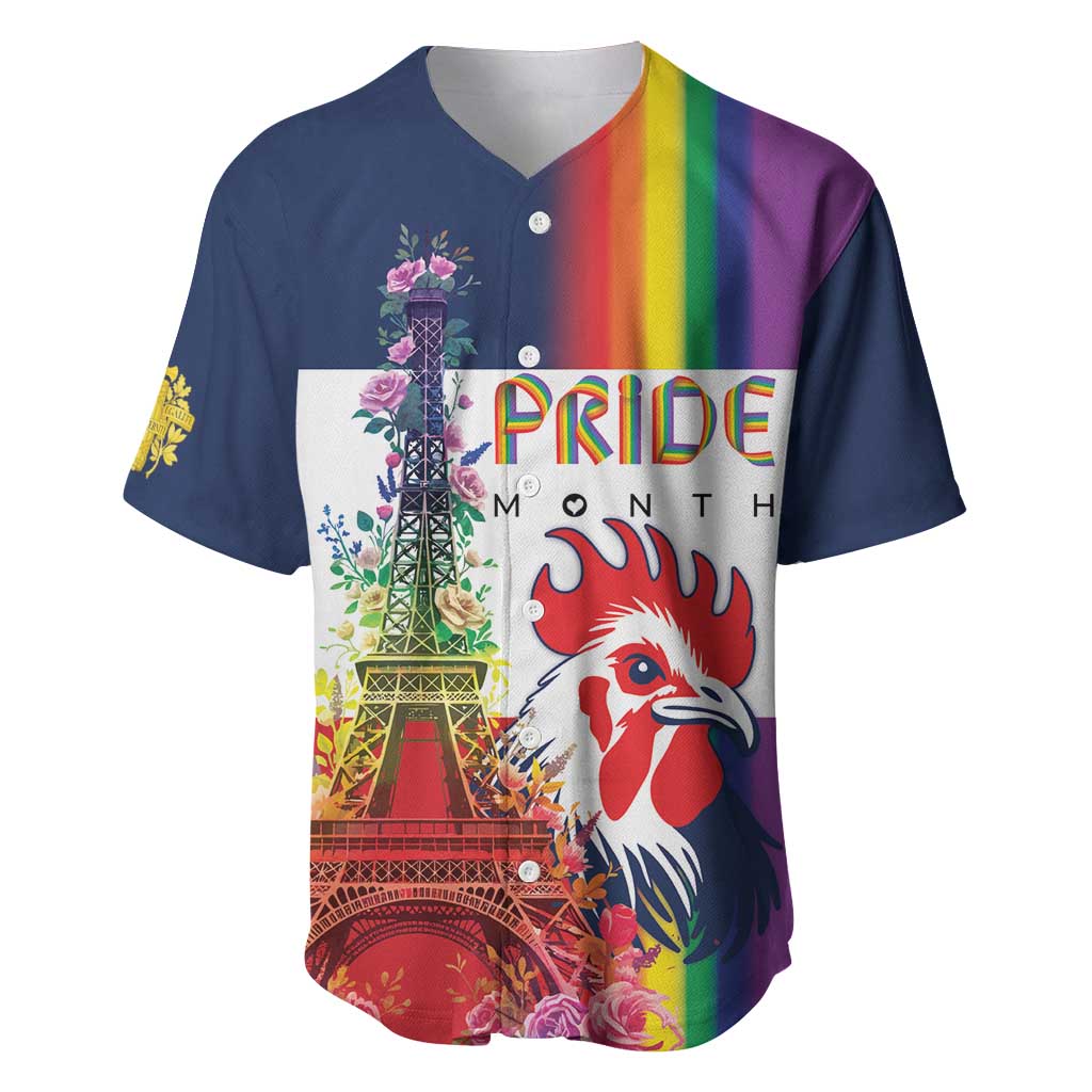 LGBTQ Pride Month Gay Baseball Jersey Eiffel Tower Paris Rainbow Flag