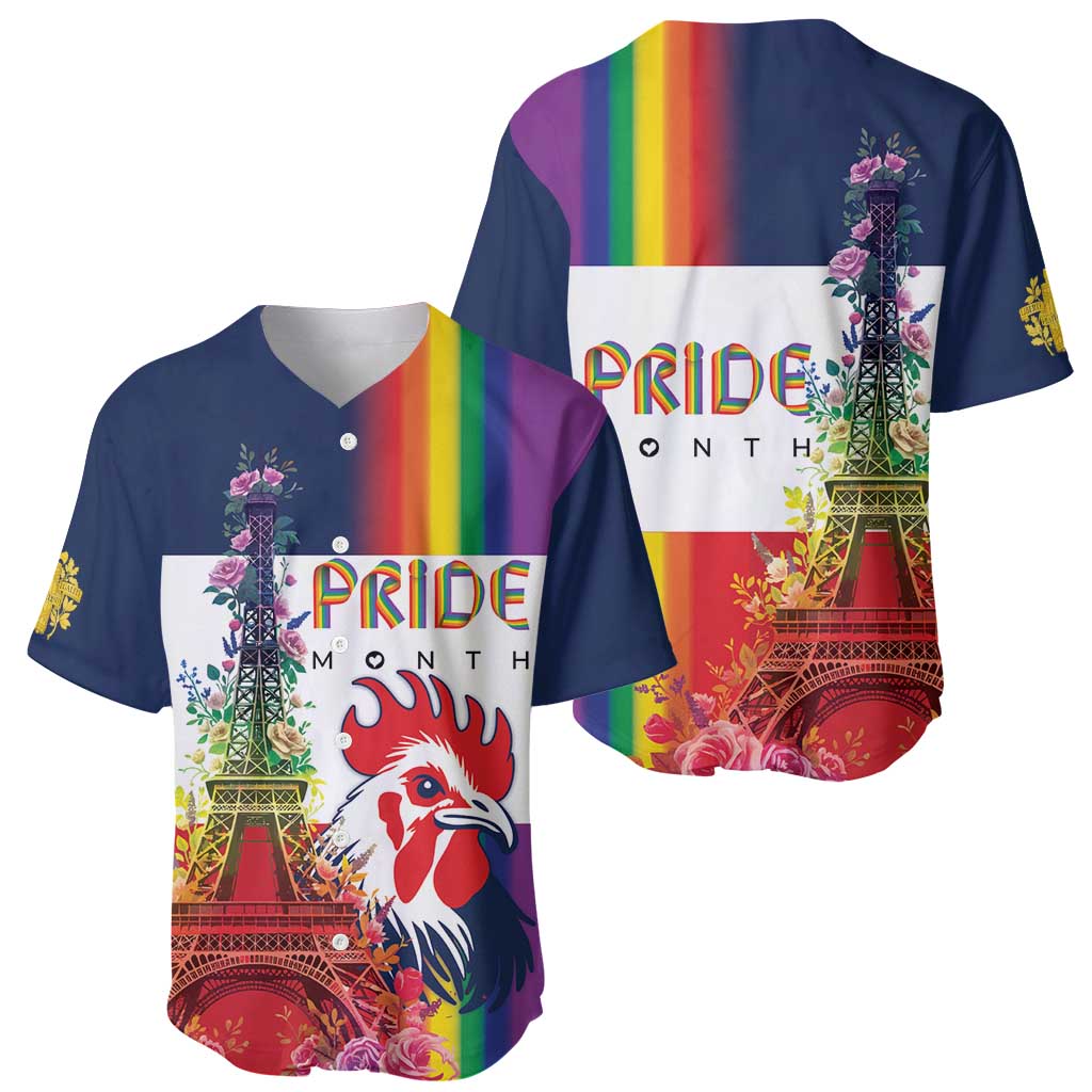 LGBTQ Pride Month Gay Baseball Jersey Eiffel Tower Paris Rainbow Flag