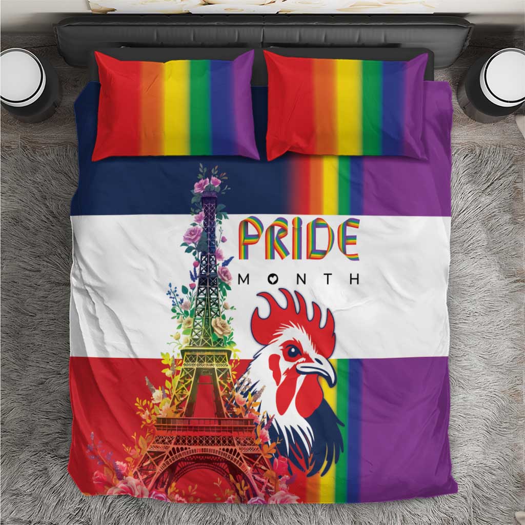 LGBTQ Pride Month Gay Bedding Set Eiffel Tower Paris Rainbow Flag