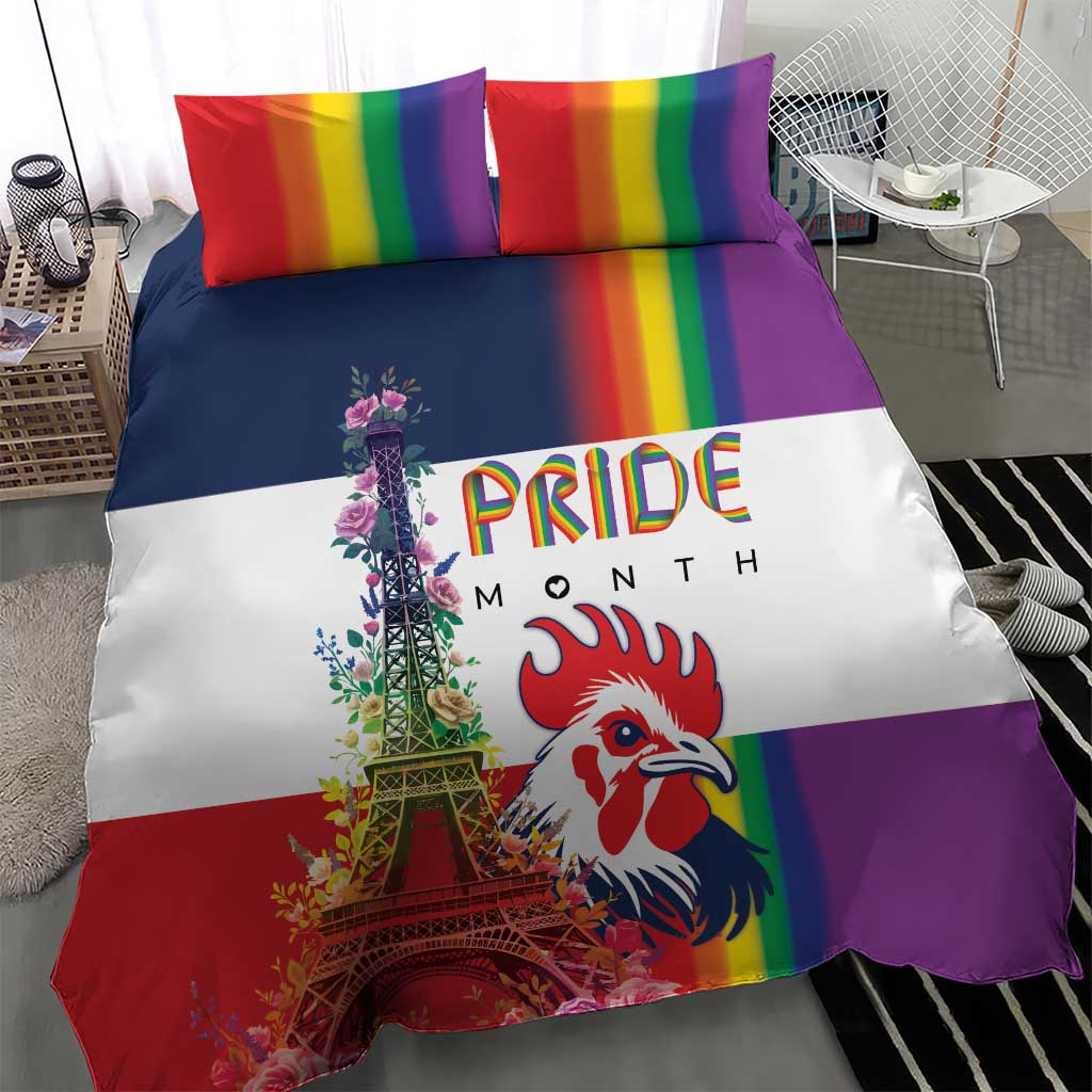 LGBTQ Pride Month Gay Bedding Set Eiffel Tower Paris Rainbow Flag