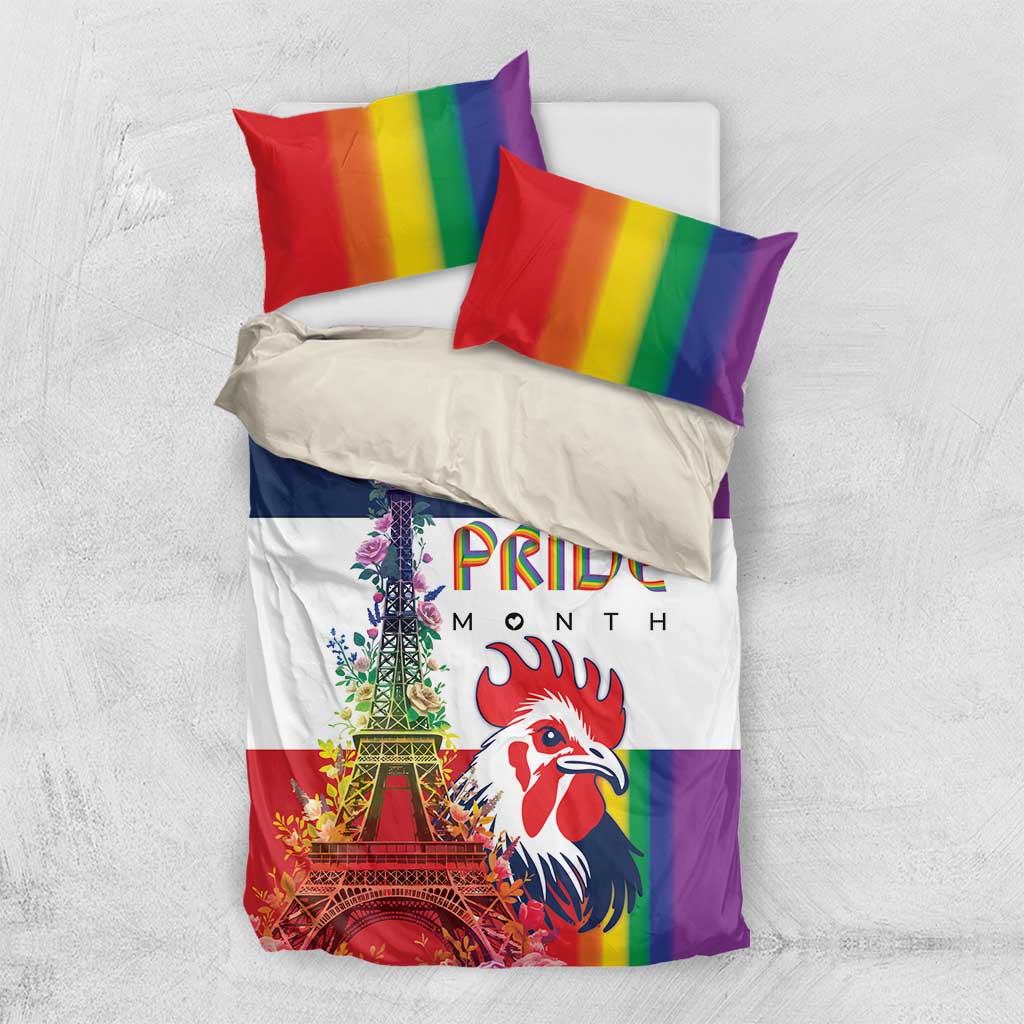 LGBTQ Pride Month Gay Bedding Set Eiffel Tower Paris Rainbow Flag