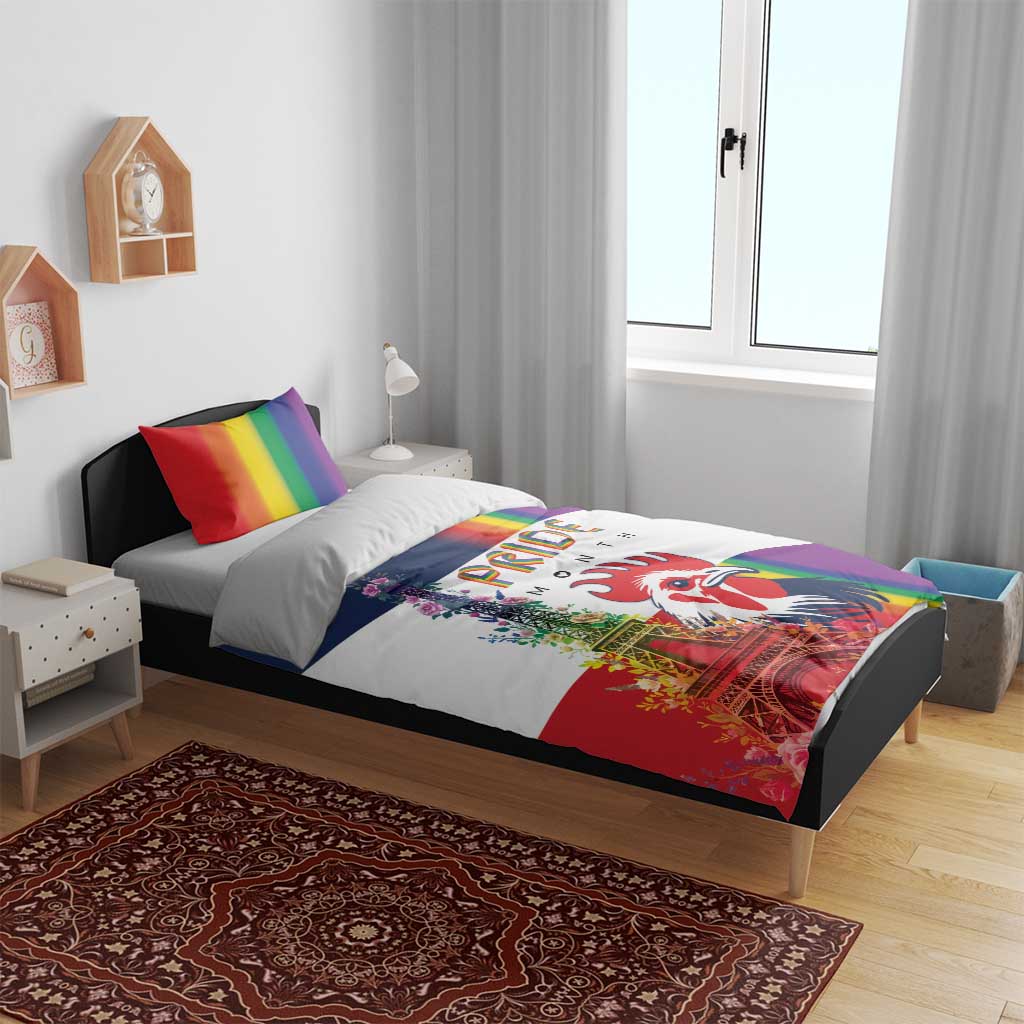LGBTQ Pride Month Gay Bedding Set Eiffel Tower Paris Rainbow Flag