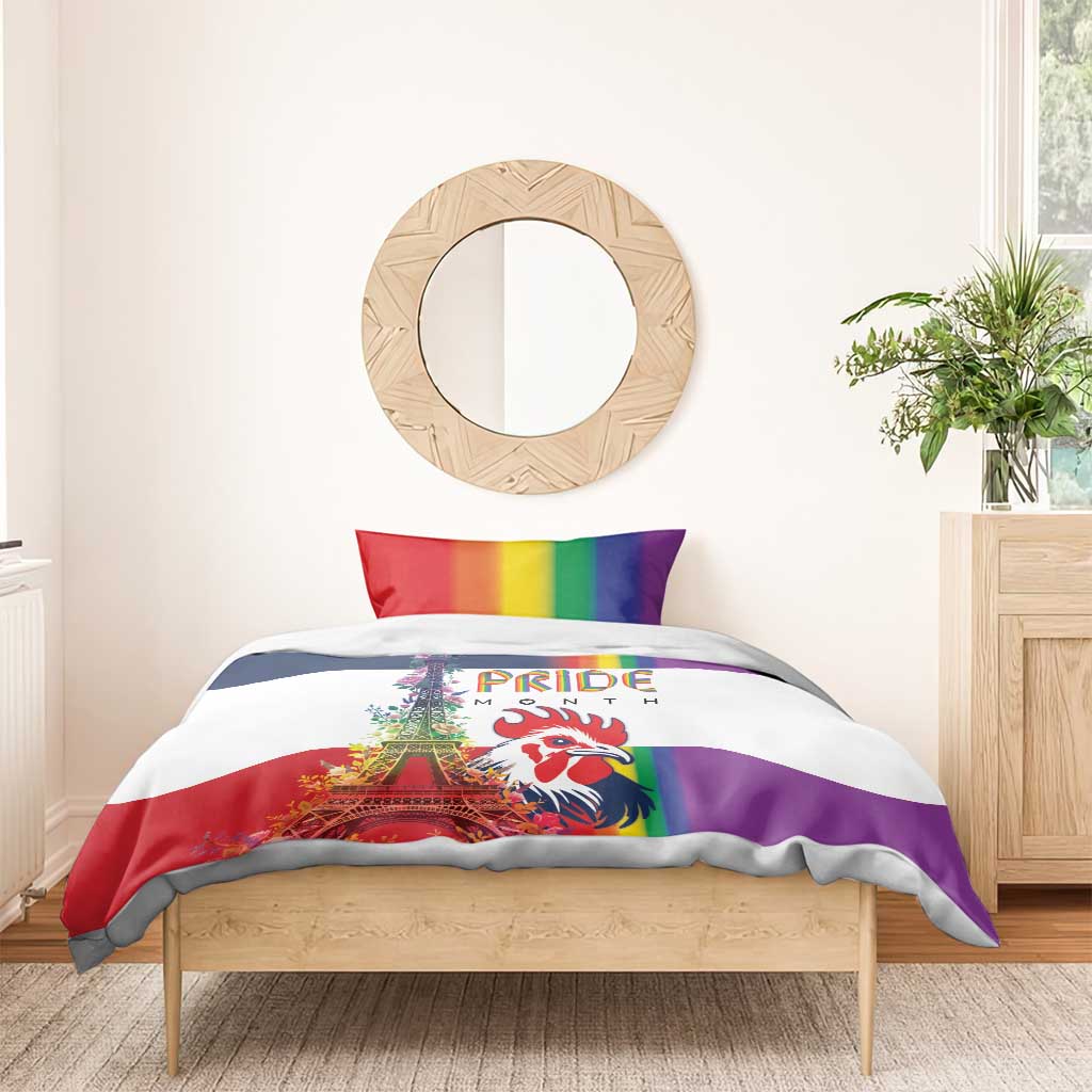 LGBTQ Pride Month Gay Bedding Set Eiffel Tower Paris Rainbow Flag