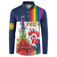 LGBTQ Pride Month Gay Button Sweatshirt Eiffel Tower Paris Rainbow Flag