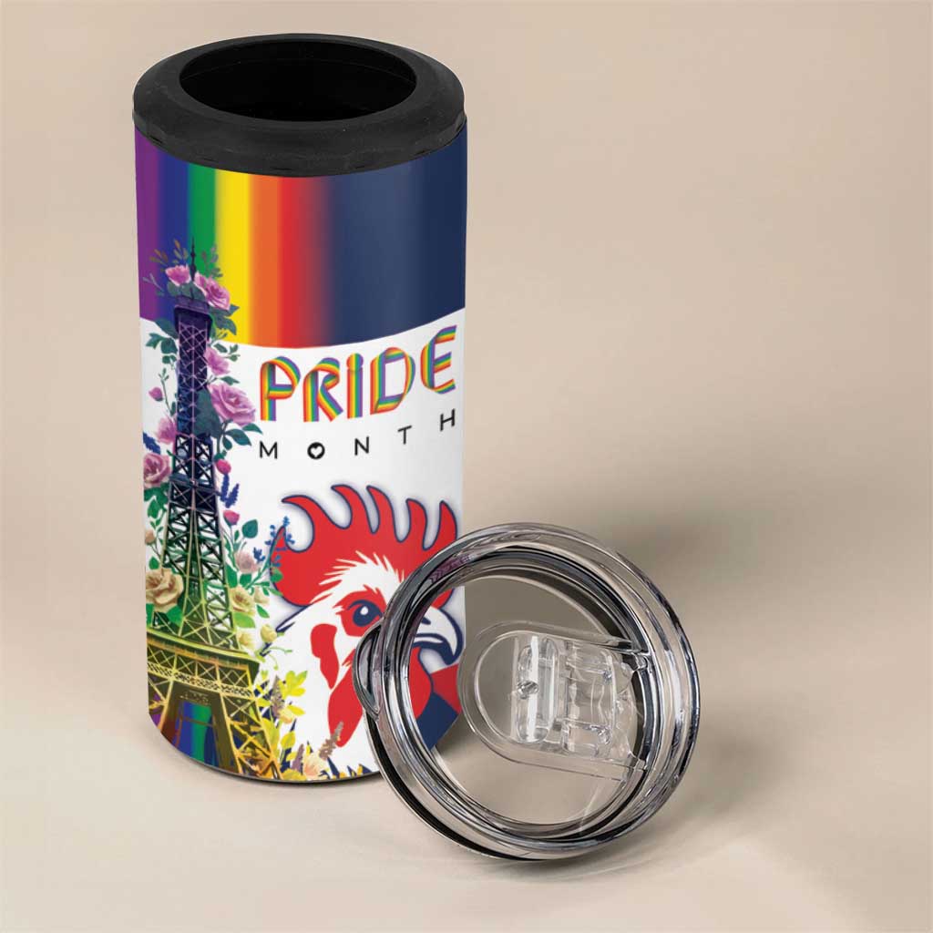 LGBTQ Pride Month Gay 4 in 1 Can Cooler Tumbler Eiffel Tower Paris Rainbow Flag
