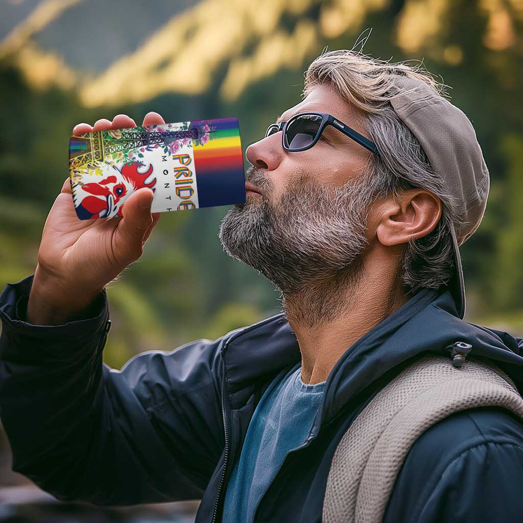 LGBTQ Pride Month Gay 4 in 1 Can Cooler Tumbler Eiffel Tower Paris Rainbow Flag