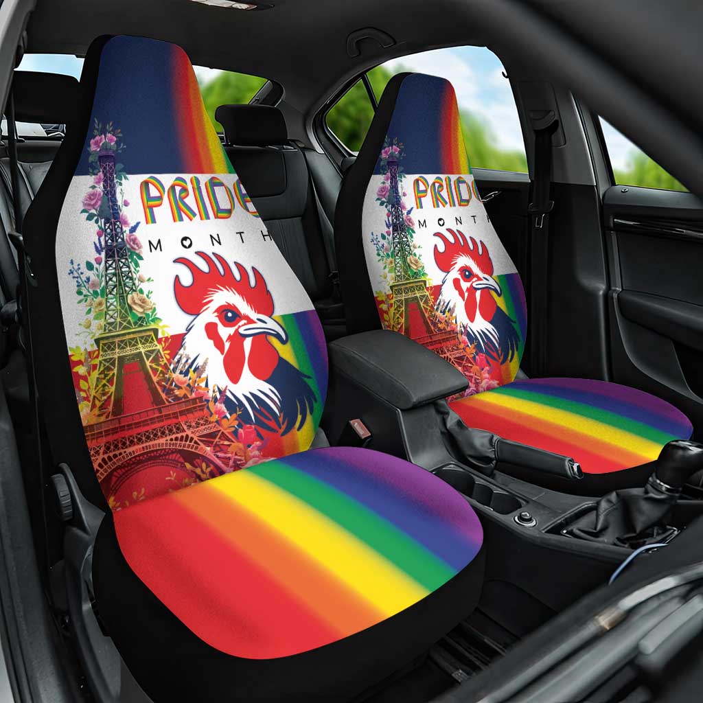 LGBTQ Pride Month Gay Car Seat Cover Eiffel Tower Paris Rainbow Flag