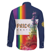 LGBTQ Pride Month Gay Family Matching Long Sleeve Bodycon Dress and Hawaiian Shirt Eiffel Tower Paris Rainbow Flag