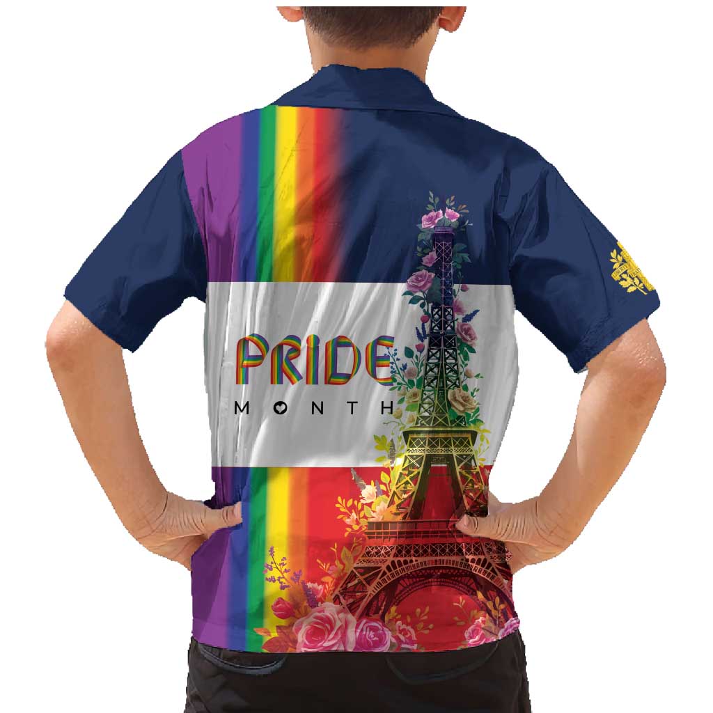 LGBTQ Pride Month Gay Family Matching Mermaid Dress and Hawaiian Shirt Eiffel Tower Paris Rainbow Flag