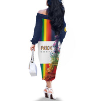 LGBTQ Pride Month Gay Family Matching Off The Shoulder Long Sleeve Dress and Hawaiian Shirt Eiffel Tower Paris Rainbow Flag