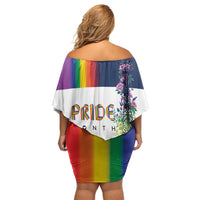 LGBTQ Pride Month Gay Family Matching Off Shoulder Short Dress and Hawaiian Shirt Eiffel Tower Paris Rainbow Flag