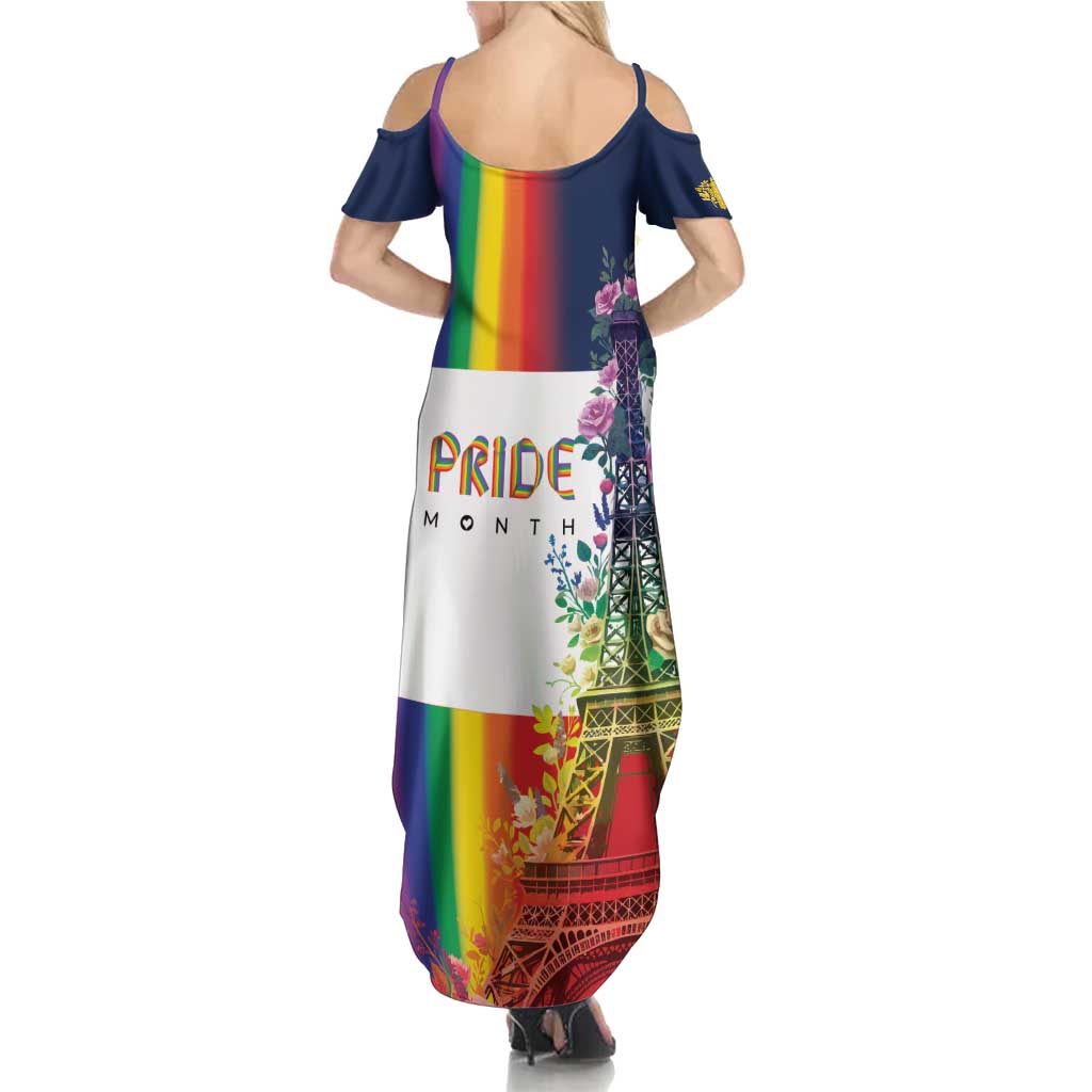 LGBTQ Pride Month Gay Family Matching Summer Maxi Dress and Hawaiian Shirt Eiffel Tower Paris Rainbow Flag