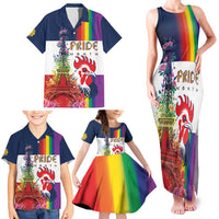 LGBTQ Pride Month Gay Family Matching Tank Maxi Dress and Hawaiian Shirt Eiffel Tower Paris Rainbow Flag