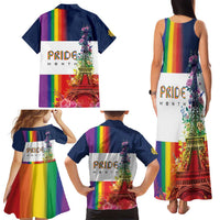 LGBTQ Pride Month Gay Family Matching Tank Maxi Dress and Hawaiian Shirt Eiffel Tower Paris Rainbow Flag