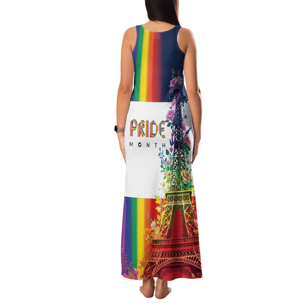 LGBTQ Pride Month Gay Family Matching Tank Maxi Dress and Hawaiian Shirt Eiffel Tower Paris Rainbow Flag