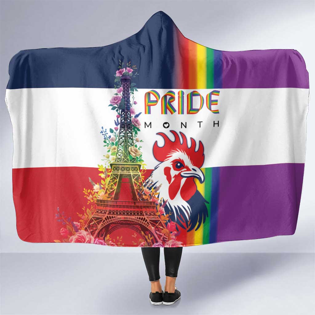 LGBTQ Pride Month Gay Hooded Blanket Eiffel Tower Paris Rainbow Flag