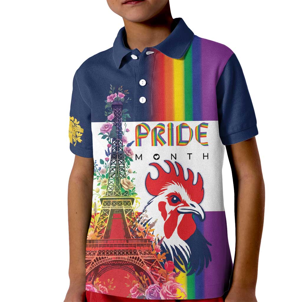 LGBTQ Pride Month Gay Kid Polo Shirt Eiffel Tower Paris Rainbow Flag