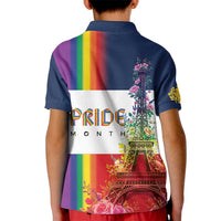 LGBTQ Pride Month Gay Kid Polo Shirt Eiffel Tower Paris Rainbow Flag