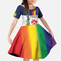 LGBTQ Pride Month Gay Kid Short Sleeve Dress Eiffel Tower Paris Rainbow Flag