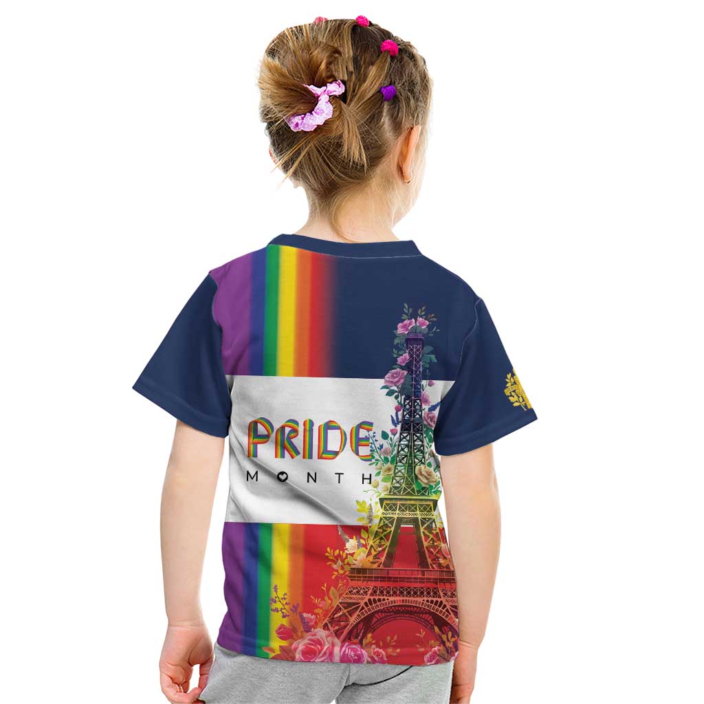 LGBTQ Pride Month Gay Kid T Shirt Eiffel Tower Paris Rainbow Flag