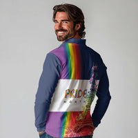 LGBTQ Pride Month Gay Long Sleeve Polo Shirt Eiffel Tower Paris Rainbow Flag
