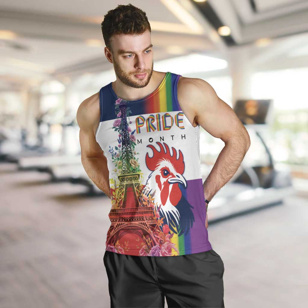 LGBTQ Pride Month Gay Men Tank Top Eiffel Tower Paris Rainbow Flag