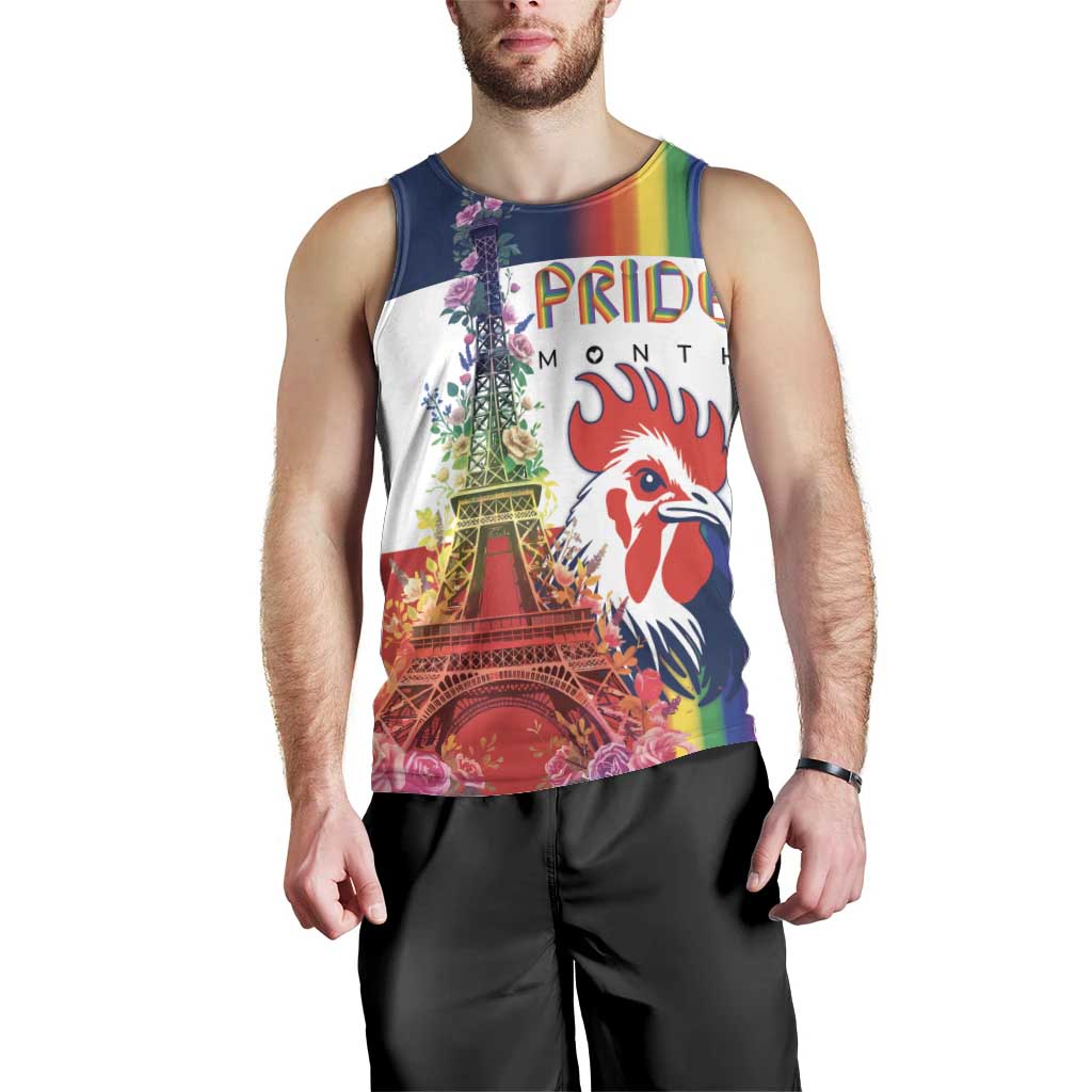 LGBTQ Pride Month Gay Men Tank Top Eiffel Tower Paris Rainbow Flag