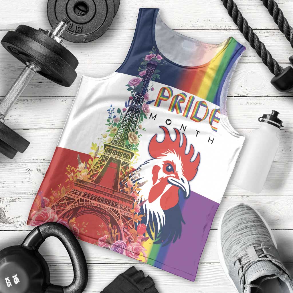 LGBTQ Pride Month Gay Men Tank Top Eiffel Tower Paris Rainbow Flag