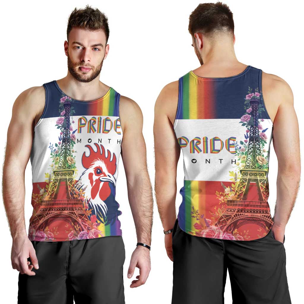 LGBTQ Pride Month Gay Men Tank Top Eiffel Tower Paris Rainbow Flag