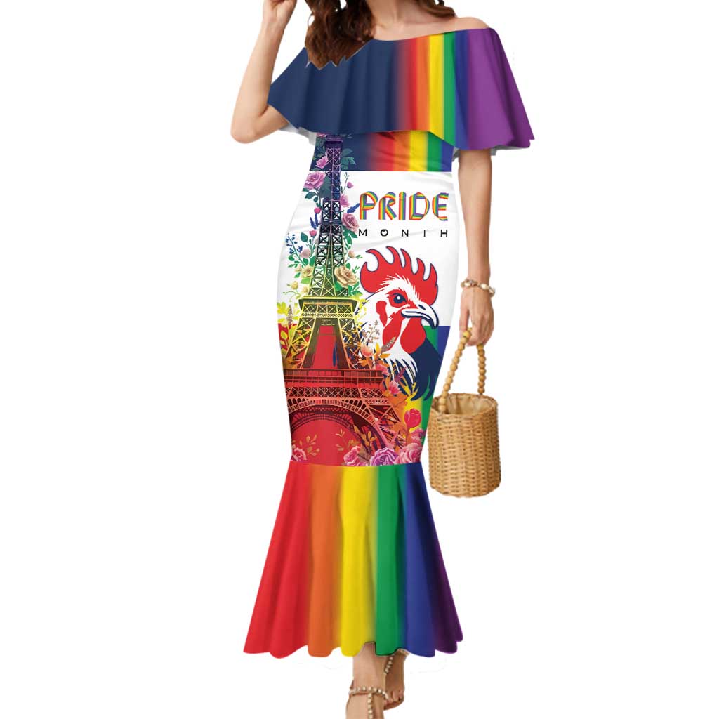 LGBTQ Pride Month Gay Mermaid Dress Eiffel Tower Paris Rainbow Flag