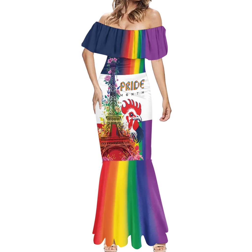 LGBTQ Pride Month Gay Mermaid Dress Eiffel Tower Paris Rainbow Flag