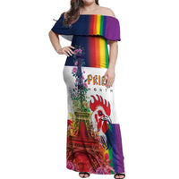 LGBTQ Pride Month Gay Off Shoulder Maxi Dress Eiffel Tower Paris Rainbow Flag