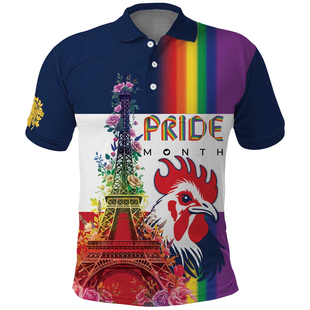 LGBTQ Pride Month Gay Polo Shirt Eiffel Tower Paris Rainbow Flag