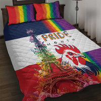 LGBTQ Pride Month Gay Quilt Bed Set Eiffel Tower Paris Rainbow Flag