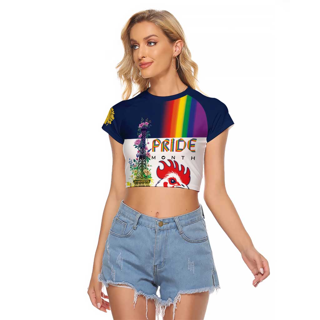 LGBTQ Pride Month Gay Raglan Cropped T Shirt Eiffel Tower Paris Rainbow Flag