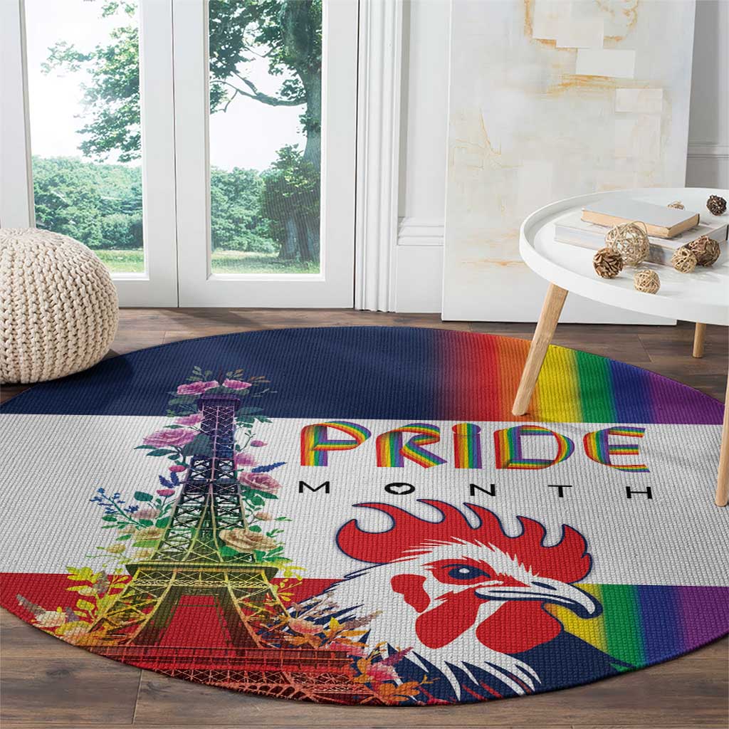 LGBTQ Pride Month Gay Round Carpet Eiffel Tower Paris Rainbow Flag