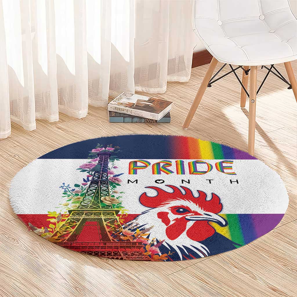 LGBTQ Pride Month Gay Round Carpet Eiffel Tower Paris Rainbow Flag