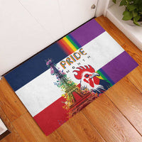 LGBTQ Pride Month Gay Rubber Doormat Eiffel Tower Paris Rainbow Flag