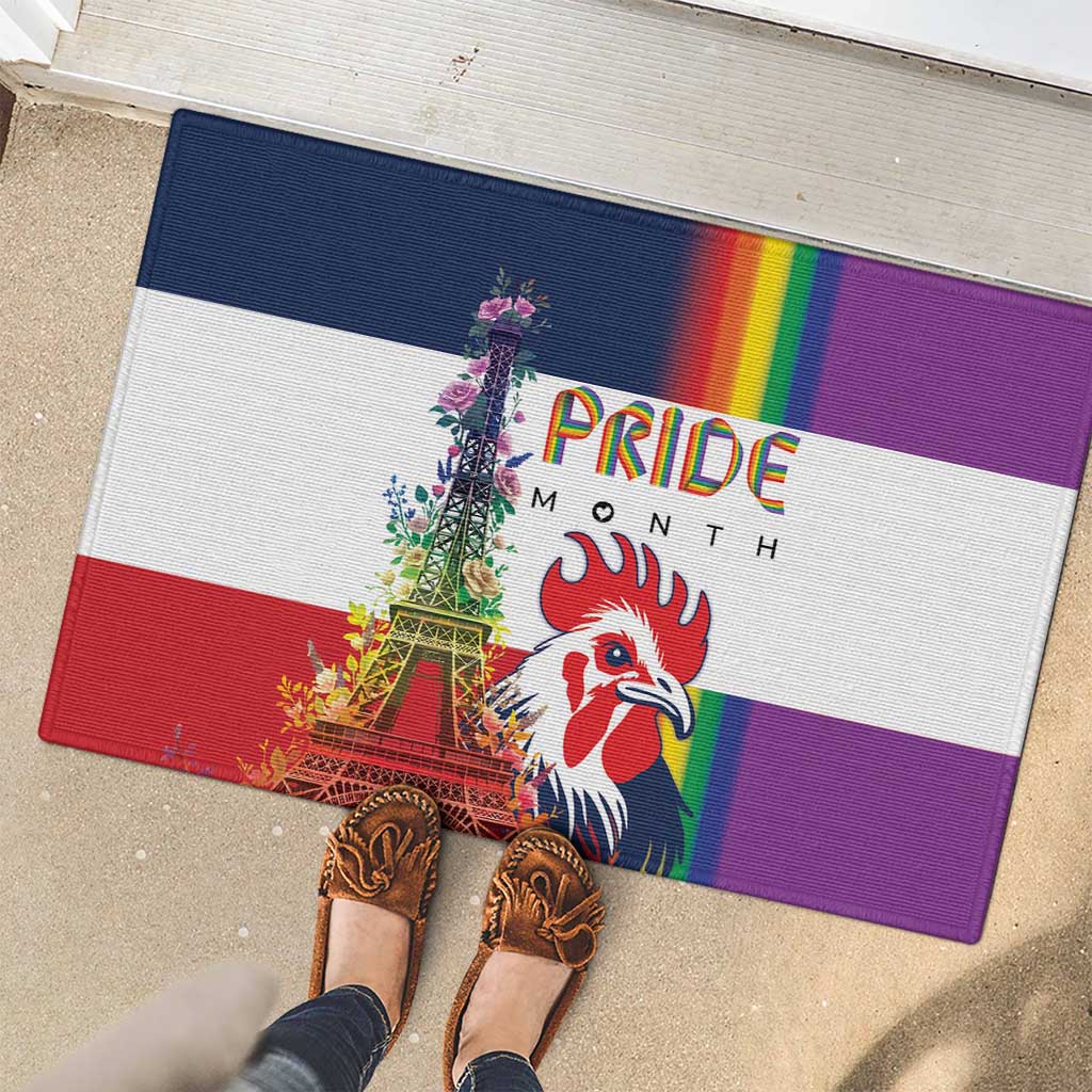 LGBTQ Pride Month Gay Rubber Doormat Eiffel Tower Paris Rainbow Flag